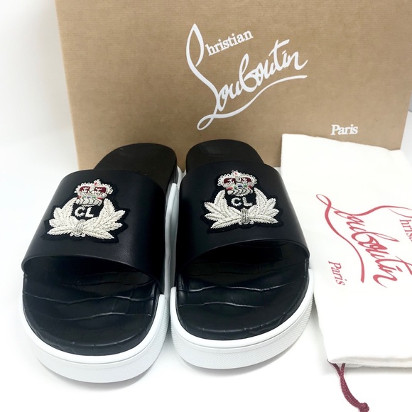 Brand New Christian Louboutin PoolBeau Calf Slides - Picture 8 of 9